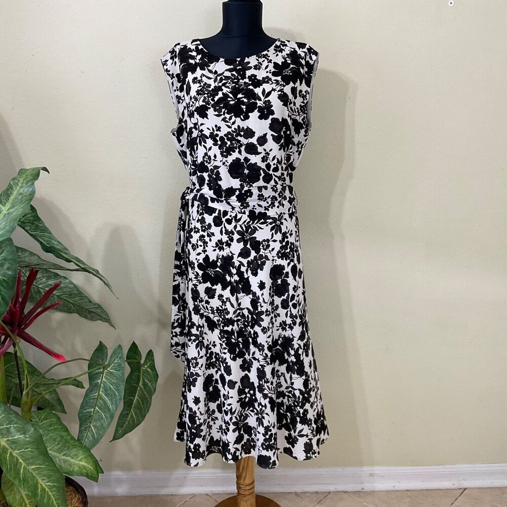 Lauren Ralph Lauren Career Office woman’s 10 cap sleeve A-Line Belted Midi Dress